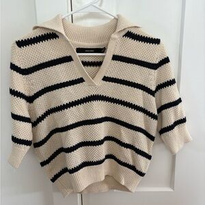 Vero Moda Cream and Black V-Neck Sweater